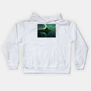 Mount Kirkjufell under the Northern Lights Painting Kids Hoodie